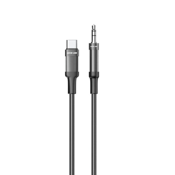 Green Lion Usb-C To Aux Braided Cable, Stable Signal, Durable, Copper Core, Transparent + Braided