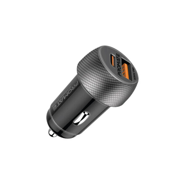 PROMATE Ultra-Fast Dual Port Car Charger with 33W Power Delivery