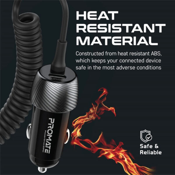 Promate Car Charger with Cable, Charger with Built-In Lightning - Image 5