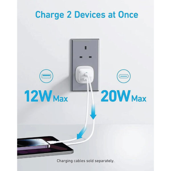 Anker 323 Charger With 33W Usb C To Lightning Cable 1M - White - Image 2