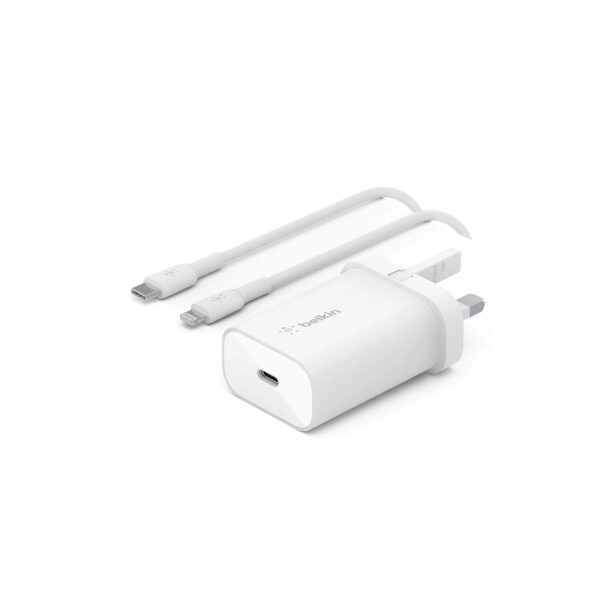 Belkin 25W  Usb C  Wall Charger With Included Usb C To Lightning Mfi Cable, Power Adapter