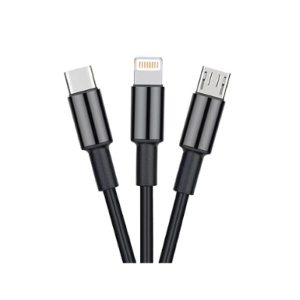 Xcell 3 In 1 USB Cable 1.2m Black - Image 2