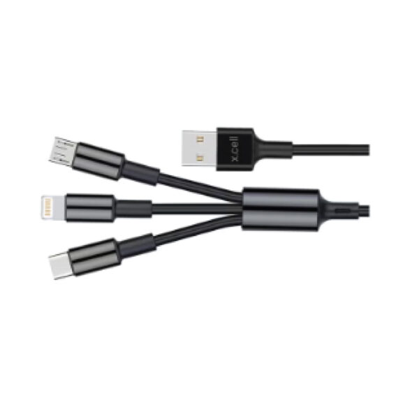 Xcell 3 In 1 USB Cable 1.2m Black - Image 3