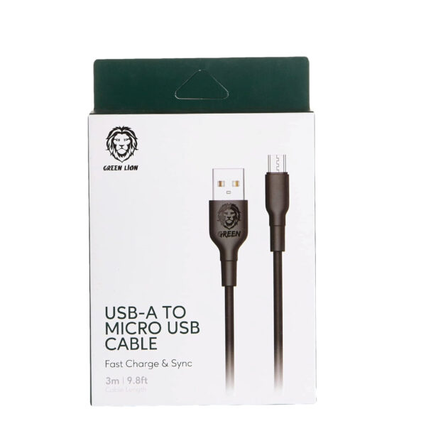 Green Lion PVC Micro USB Cable 3m 2A - Black