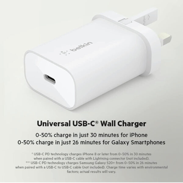 Belkin 25W  Usb C  Wall Charger With Included Usb C To Lightning Mfi Cable, Power Adapter - Image 7