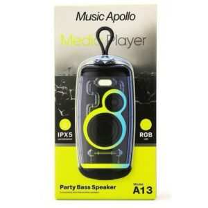 Music Apollo A13 Portable Outdoor Party Bass Speaker – IPX5 Waterproof with RGB LED Light