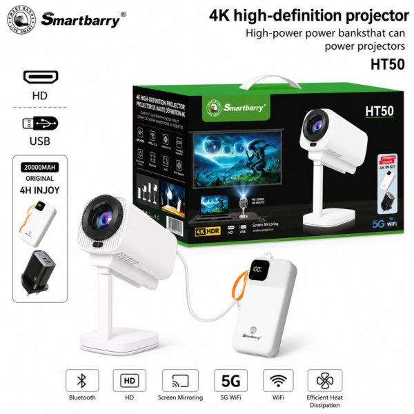Smartbarry HT50 4K HDR Smart Portable Projector