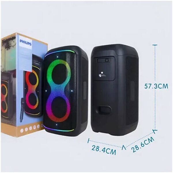 img_4226 Philips TAX3079 Bluetooth Karaoke Party Speaker, Portable Speaker with Flashlight, Subwoofer Bass, Wireless Microphones & LED Lights | TAX3079